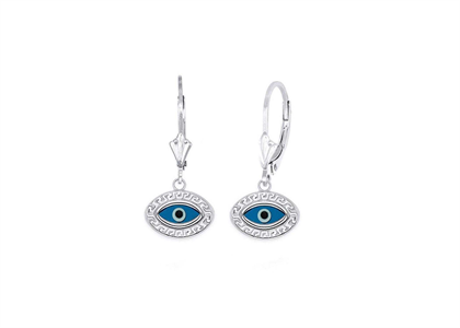 Evil Eye Lever Back Dangle Earrings